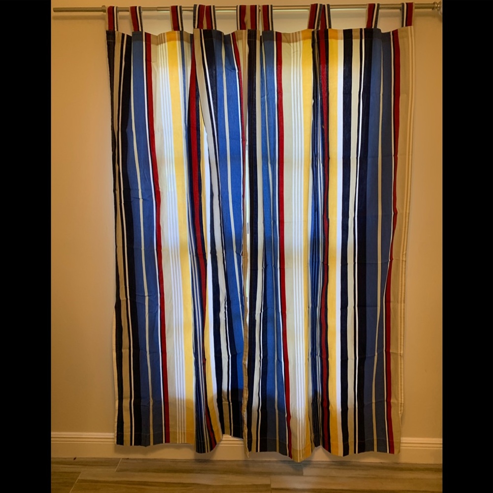 4 striped multicolored curtain panels 40x80